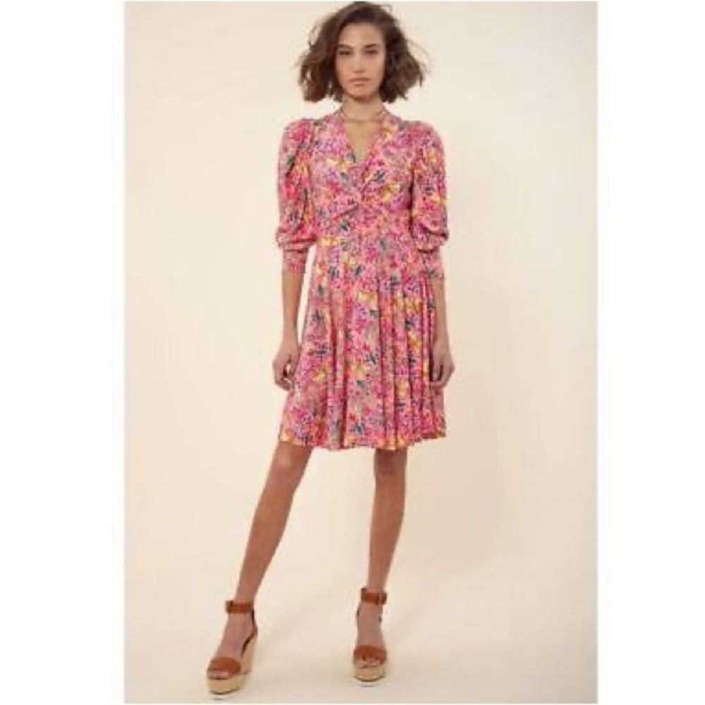 Hale Bob Size Manila Jersey Dress Pink Floral Twist Front  Womens Size M